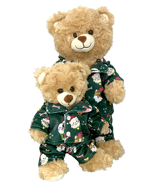 Green Festive Puppies and Kitties PJ's 8 Inch