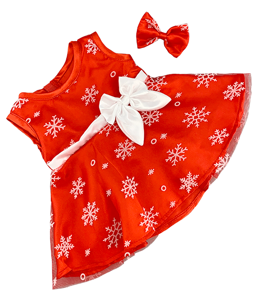 Red Snowflake Dress w/ Hair Bow 16 Inch