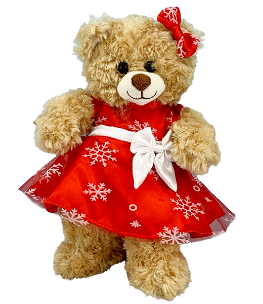 Red Snowflake Dress w/ Hair Bow 16 Inch