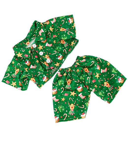 Green Reindeer Pj's 16 Inch