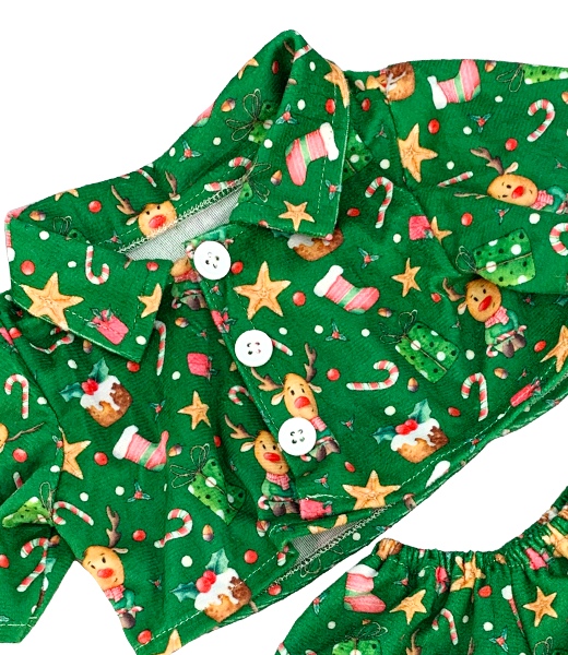 Green Reindeer Pj's 16 Inch