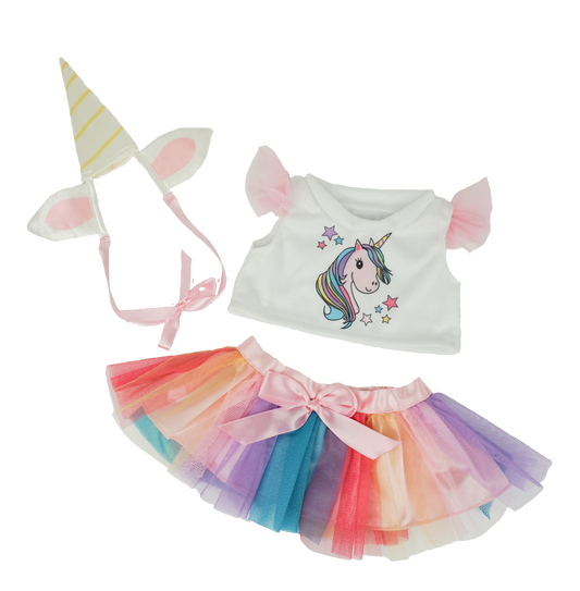 16 Inch Unicorn Outfit for Stuffed Toy – Sparkly Dress & Unicorn Horn Headband