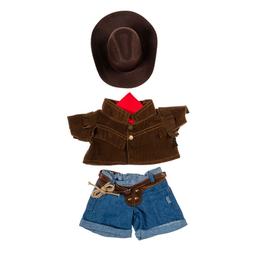 Cowboy Outfit with Brown Hat – 16 Inch Stuffed Animal Western Costume for Teddy Bears & Plush Toys
