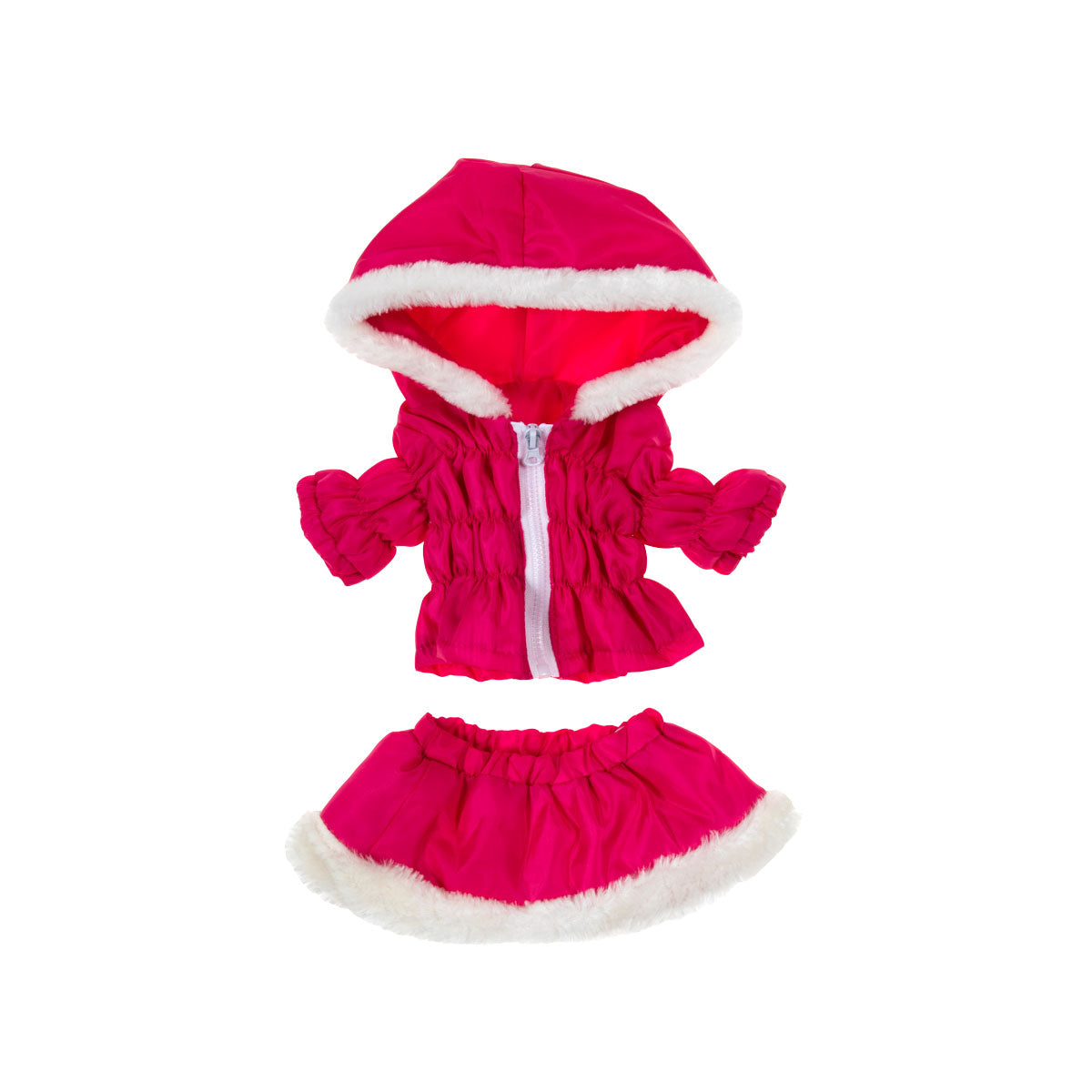 16-Inch Hot Pink Parka & Skirt Outfit for Stuffed Animals – Fashionable Teddy Bear Clothes