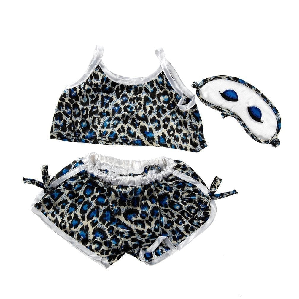 16 Inch Girl’s Blue Cheetah Tank Top, Shorts & Sleepmask