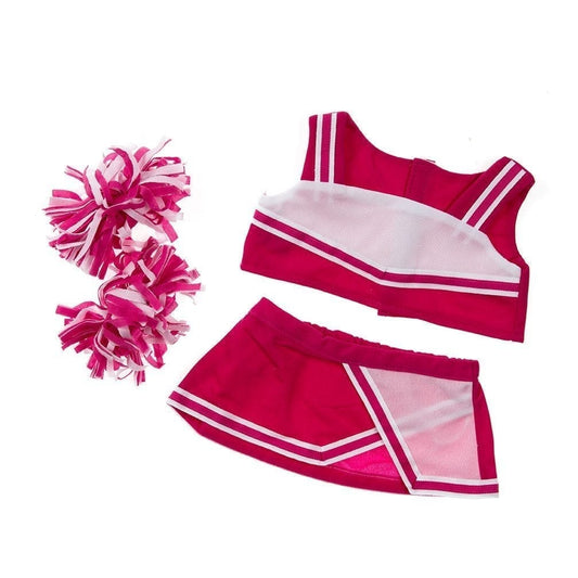 Pink & White Cheerleader Outfit for 16-Inch Stuffed Toy with Dress and Pom-Poms