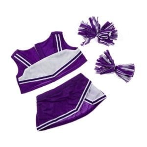 16-Inch Purple & White Cheerleader Outfit for Stuffed Animals – Teddy Bear Cheer Uniform"