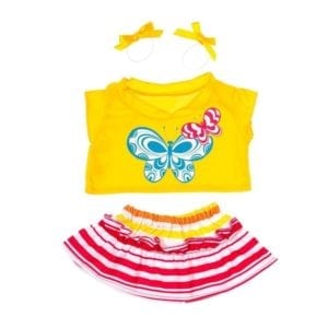 16-Inch Butterfly Costume with Yellow Bows for Stuffed Animals