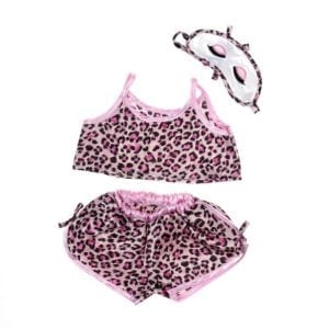 16-Inch Girl's Pink Leopard Tank Top, Shorts & Sleepmask for Stuffed Toy