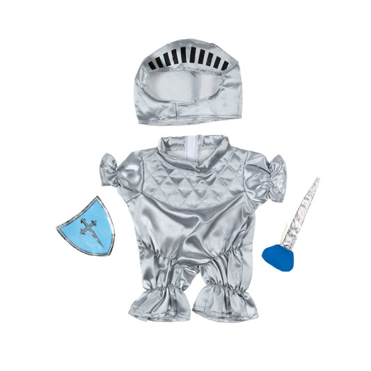 16 Inch Gallant Knight Costume for Stuffed Toy – Silver Tunic, Cape & Helmet