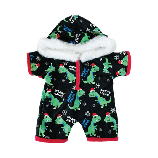 Holiday Dino Fleece Hoodie for Plush Toys (16 Inch) – Soft & Cozy Outfit