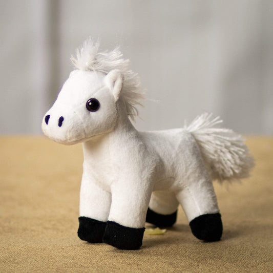 5.5 Inch Standing White Horse Plush Toy – Soft Stuffed Animal for Kids