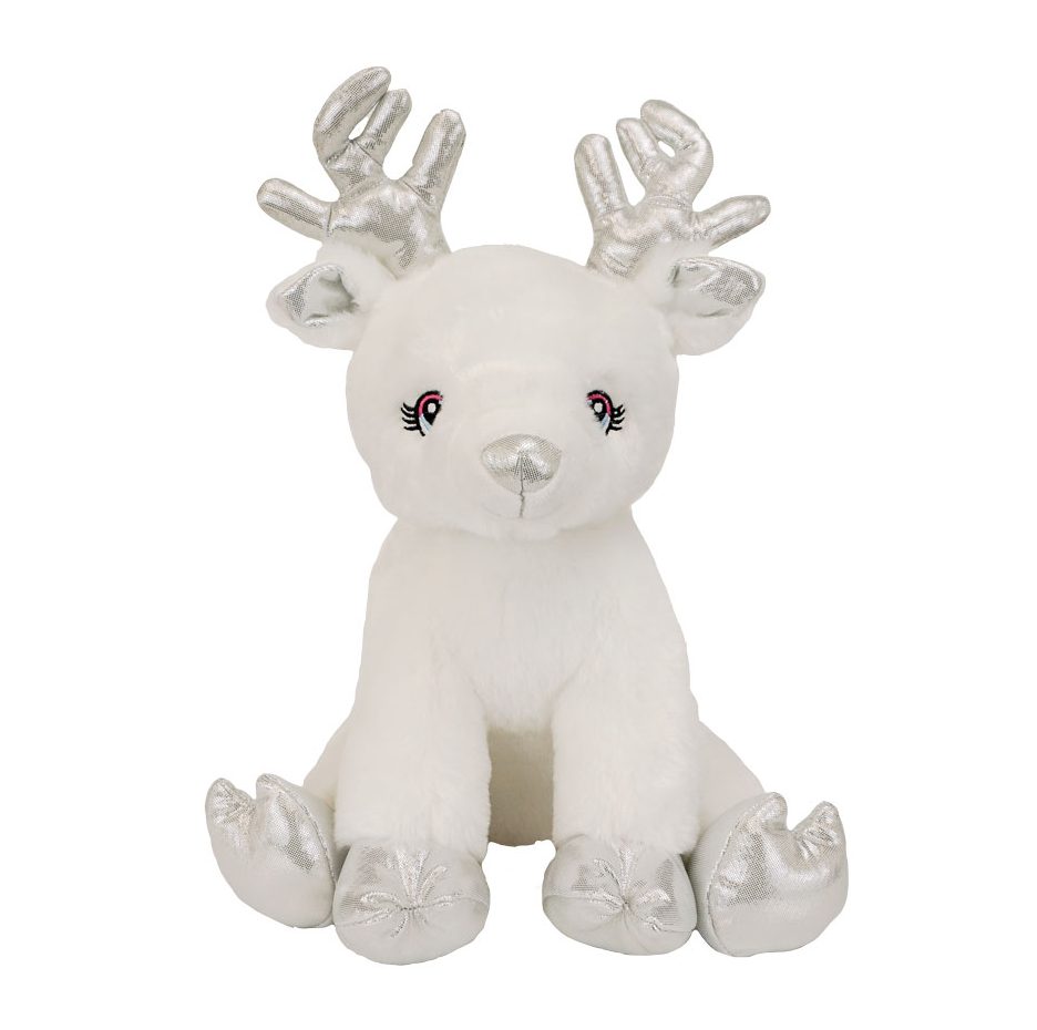 Snowflake the Reindeer 16-inch Christmas stuffed toy with red nose and antlers, perfect for kids and collectors