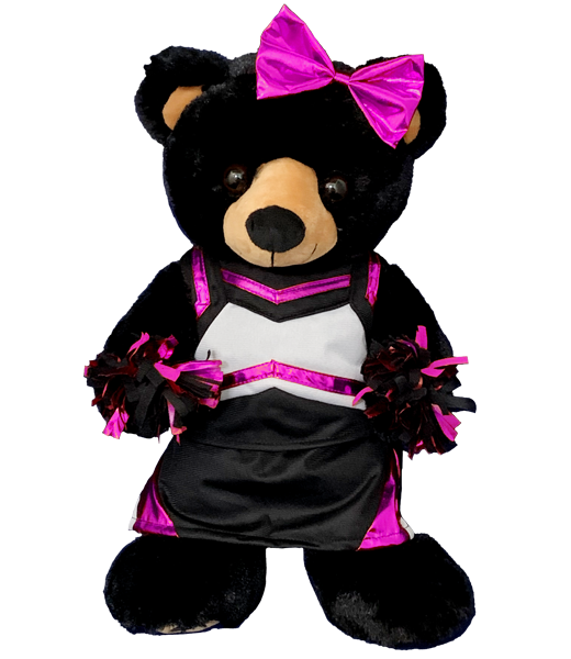 Metallic Hot Pink & Black Cheerleader Uniform 16 Inch