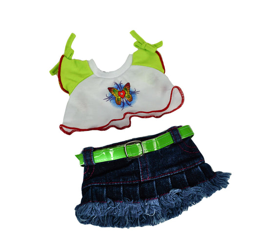 Butterfly T-Shirt and Skirt Outfit for 8-Inch Stuffed Animal Plush Toy