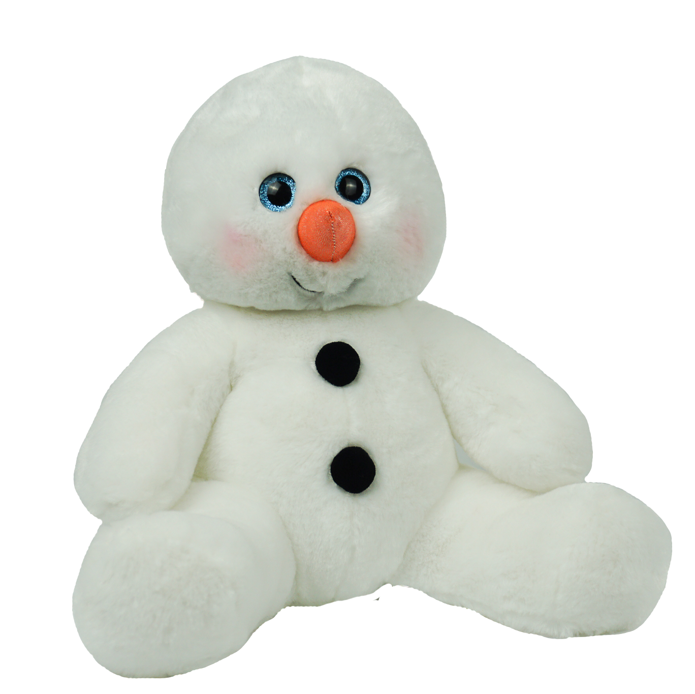 Flurry the Snowman 16-inch plush toy wearing a winter scarf, perfect for holiday gifts