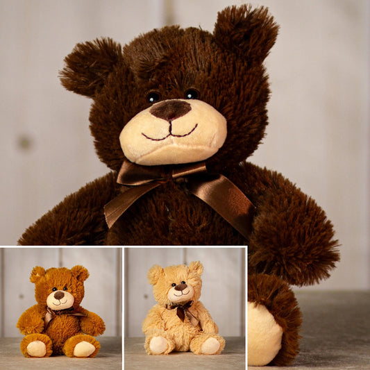 9 Inch Smiling Bear Trio – Cute Plush Stuffed Animal Gift Set for Kids