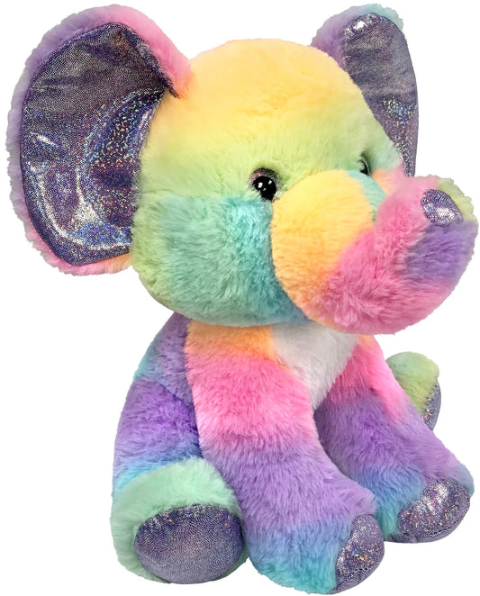 Vibrant 12-Inch Sitting Giraffe Plush Toy - Rainbow Sherbet