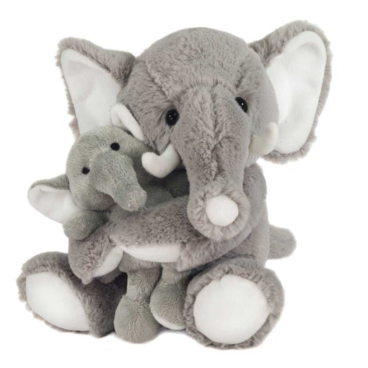 Soft 10 Inch Elephant Plush - Mom and Baby Duo
