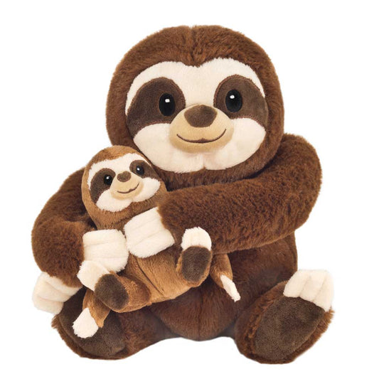 Soft 10 Inch Sloth Plush - Mom and Baby Duo