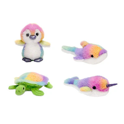 Rainbow Sherbet 8-Inch Sea Life Plush Toys - Set of 4 Assorted Animals