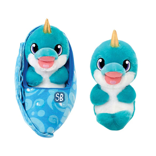 9-Inch Baby Narwhal Stuffed Animal in Sling - Cuddly Swaddle Babies Plush Toy
