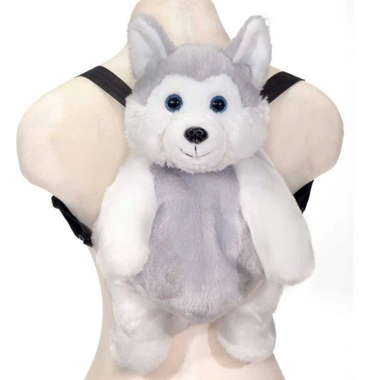 16 Inch Wolf Plush Backpack – Soft Stuffed Animal School Bag