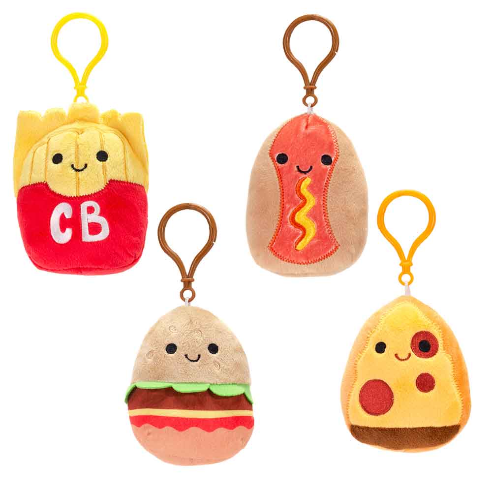 4 Foodie Key Clips - Set of 4 Cute and Fun Collectible Bag Charms for Kids & Adults