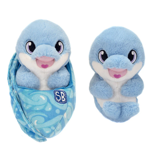Swaddle Babies Dolphin Plush in Sling - 9 Inch Soft Stuffed Animal Toy for Kids