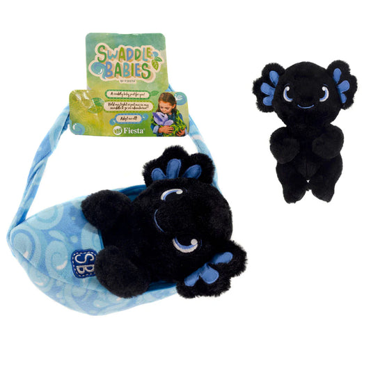 Swaddle Babies Black Axolotl Plush - 9.5 Inch Cuddly Axolotl in Sling for Kids