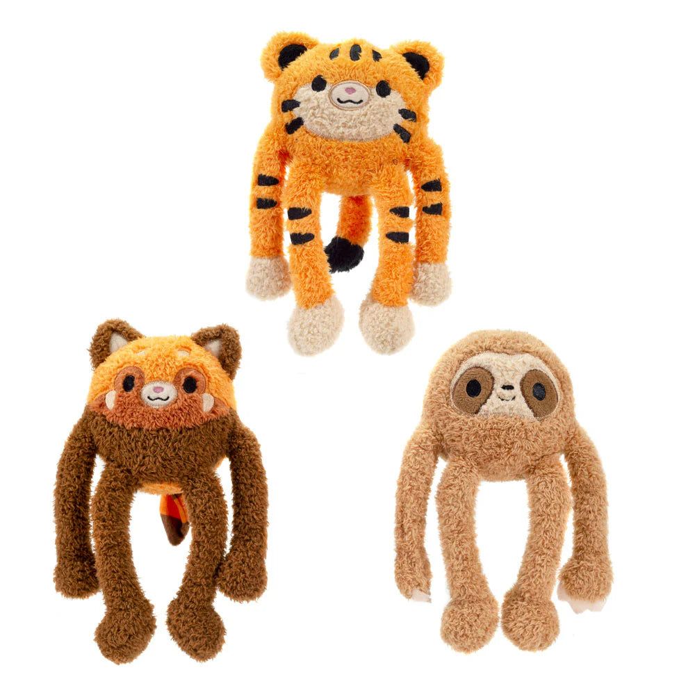 Bean Bag Plush 8.5-Inch Noodlez Sloth, Tiger & Red Panda - 3 Assorted Stuffed Toys