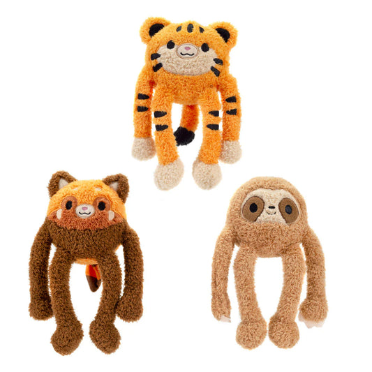 Bean Bag Plush 8.5-Inch Noodlez Sloth, Tiger & Red Panda - 3 Assorted Stuffed Toys