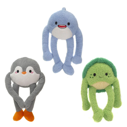 Noodlez 8.5 Inch Shark, Turtle & Penguin Plush Set - Soft Bean Bag Stuffed Toys