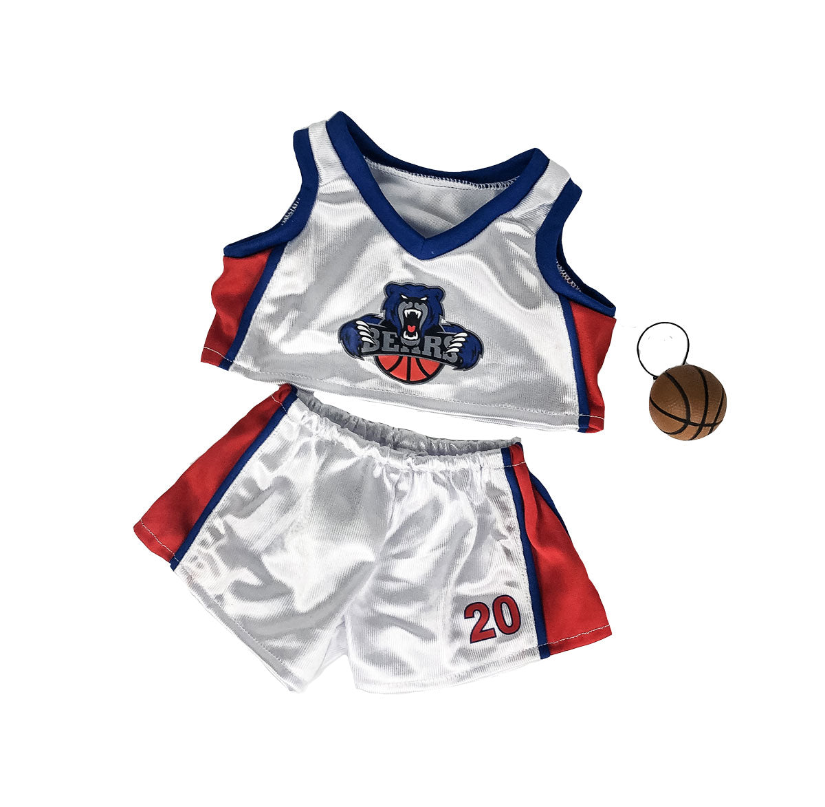 Basketball uniform 16-inch for stuffed toy – includes jersey and shorts.
