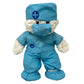 16-inch teddy bear dressed as a doctor with a white lab coat, blue scrubs, and a mini stethoscope