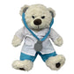 Plush toy in a realistic doctor outfit, featuring a lab coat, scrubs, and medical accessories for pretend play