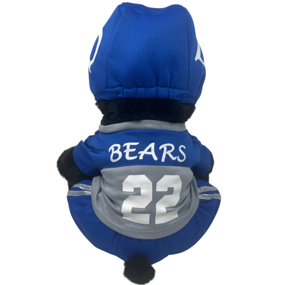 Teddy bear sports outfit with realistic football details