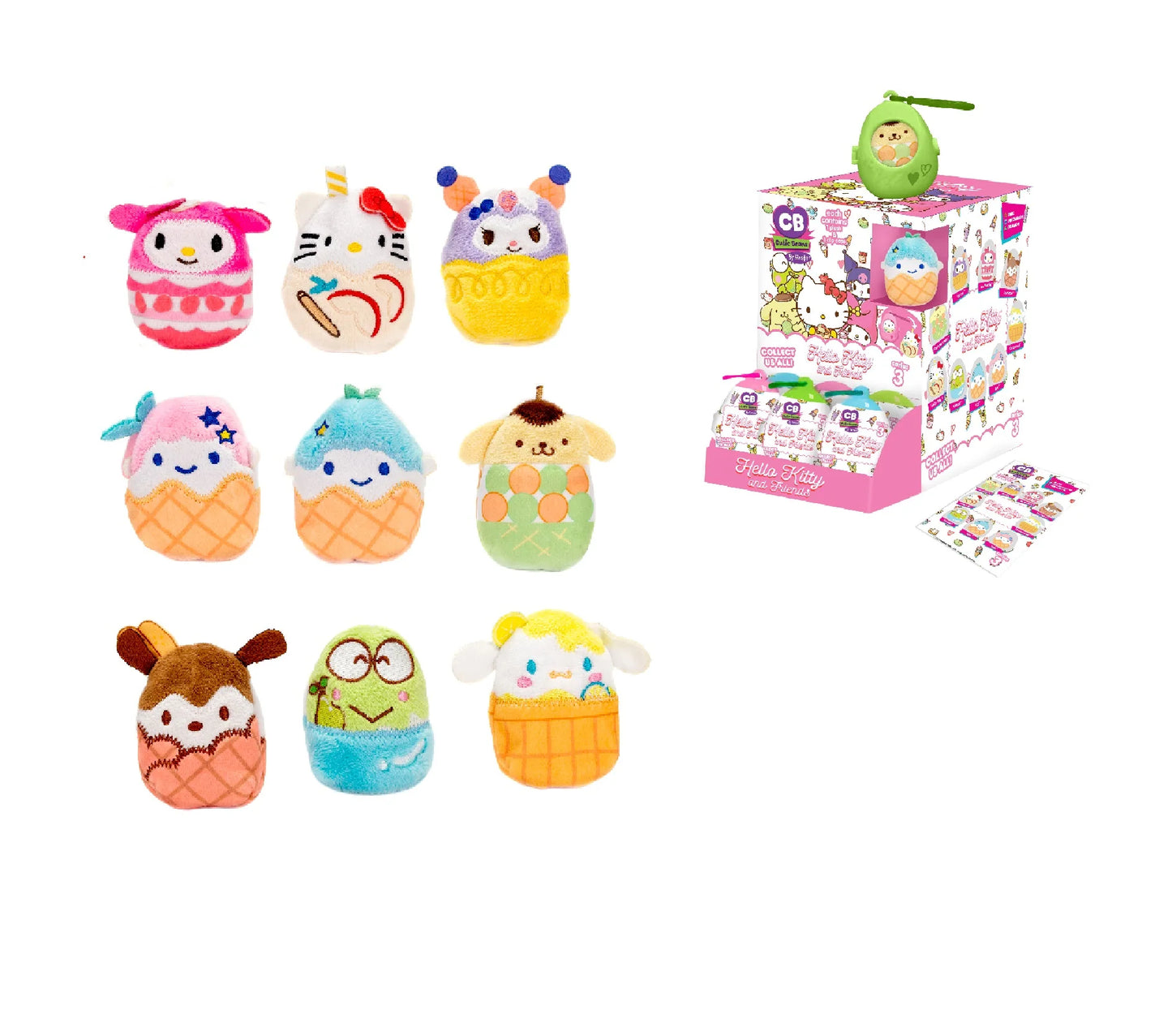 Sanrio Cutie Beans 3 Inch Plush Toys - My Favorite Flavor - Set of 9 Assorted