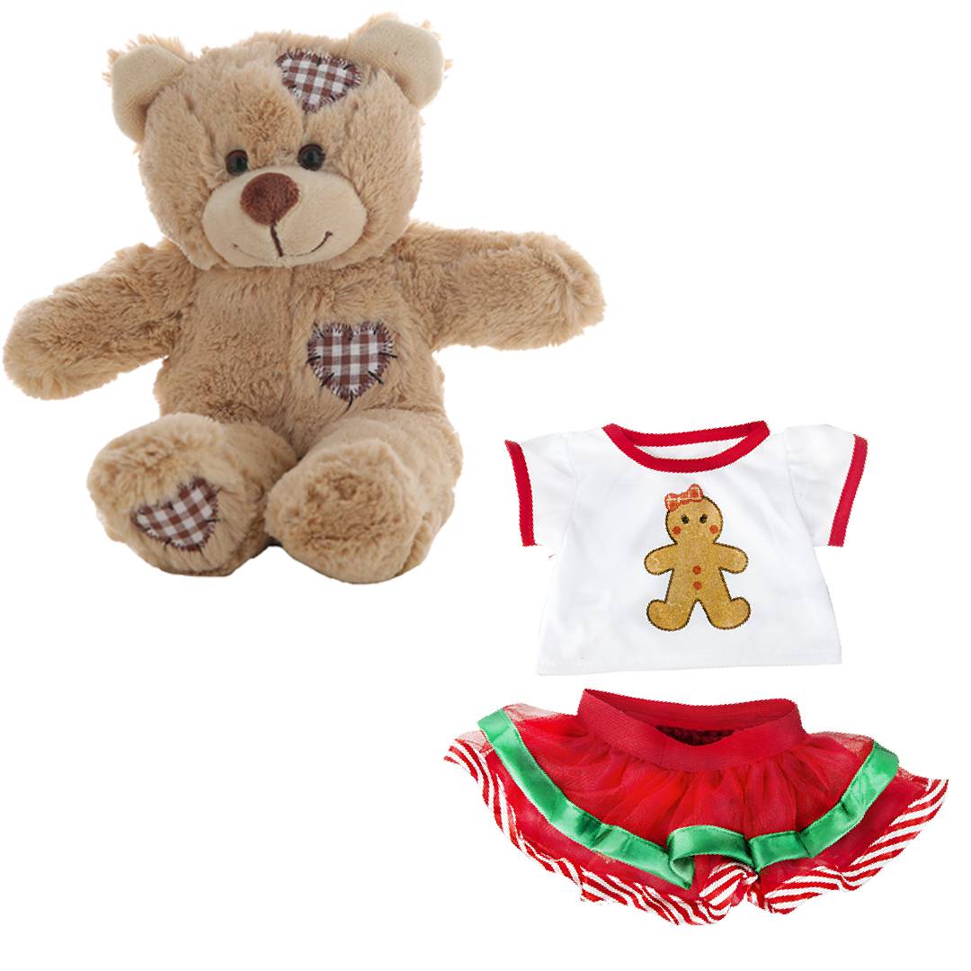 Brown Bear Plush 8 Inch with Gingerbread Girl Outfit 16 Inch