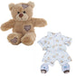 Brown Bear Plush 8 Inch with Blue Monkey Jammies & Slippers 16 Inch