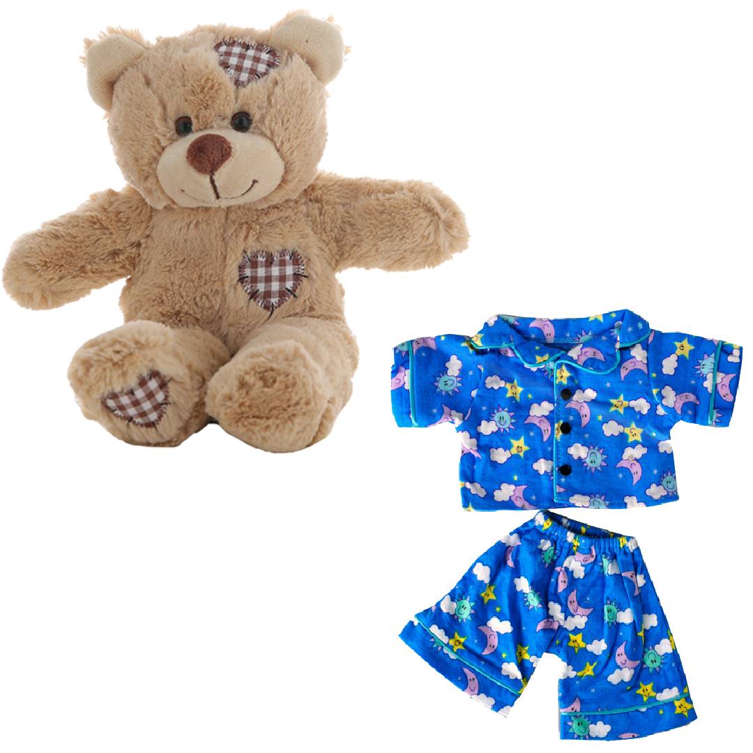 Brown Bear Plush 8 Inch with Sunny Days Blue PJs 16 Inch