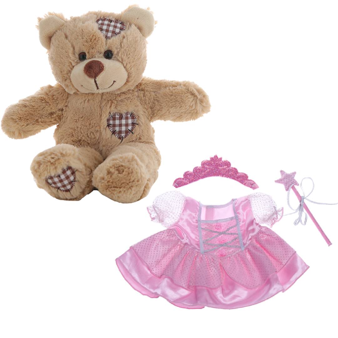 Brown Bear Plush 8 Inch with Fairy Princess Wand & Tiara 16 Inch
