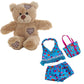 Brown Bear Plush 8 Inch in Blue Floral Tankini & Matching Bag 16 inch