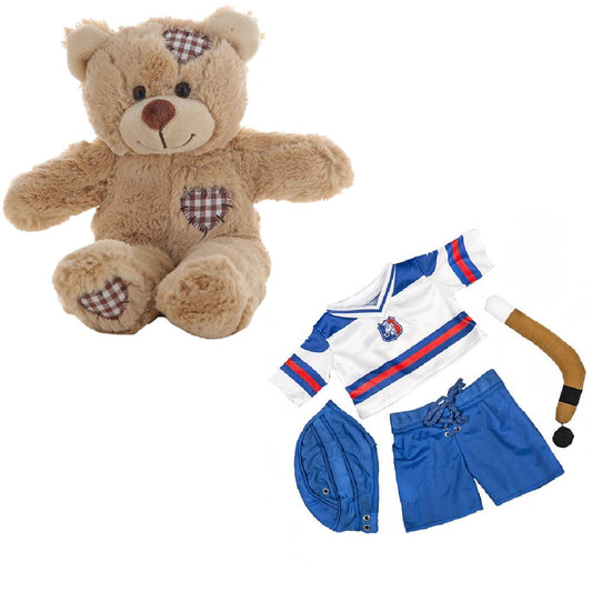 Brown Patches Bear 8 Inch with All-Stars Hockey Uniform – Plush Outfit