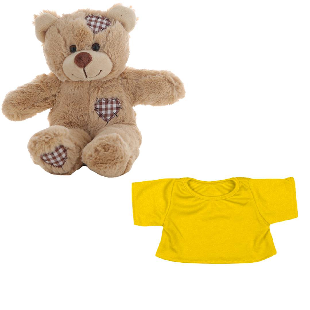 Brown Patches Bear 8 Inch with Yellow T-Shirt – Plush Toy Outfit