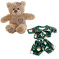 Brown Patches Bear 8 Inch with Green Festive Puppies & Kitties Pajamas