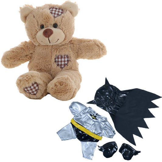 Brown Patches Bear 8 Inch Plush with Bat Boy Costume Outfit