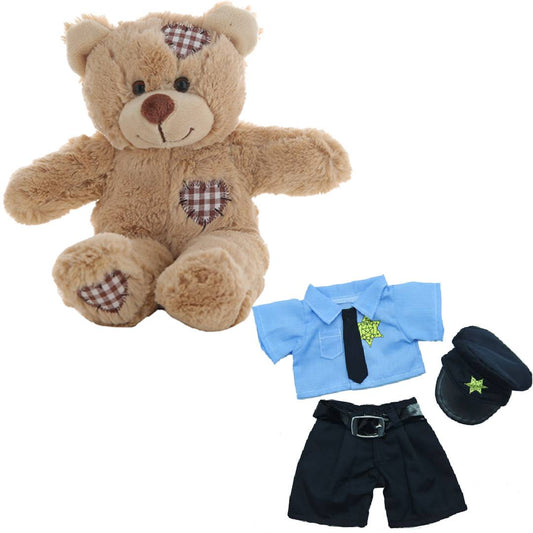 Brown Patches Bear 8 Inch Plush with Policeman Outfit