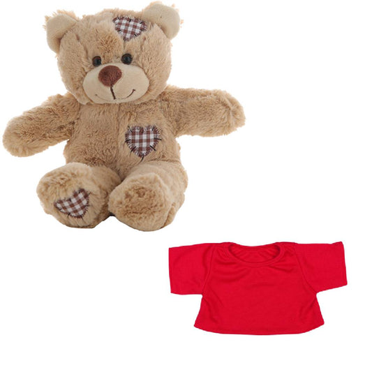 Brown Patches Bear 8 Inch Plush with Red T-Shirt Outfit