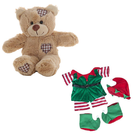 Brown Bear 8 Inch in Christmas Elf Outfit with Hat & Boots